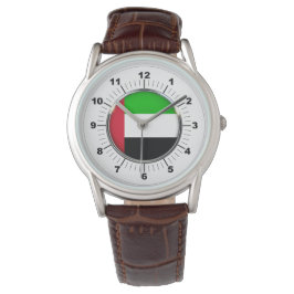 Manar Emirates Flagga Classic Brown Leather Watch Armbandsur