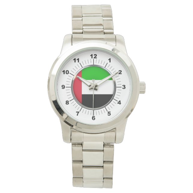Manar Emirates Flagga Oversized Silver Watch Armbandsur (Framsida)