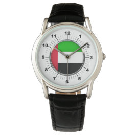 Manar Emirates Flagga Protector Black Leather Watc Armbandsur