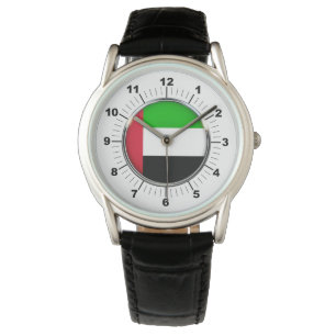Manar Emirates Flagga Protector Black Leather Watc Armbandsur