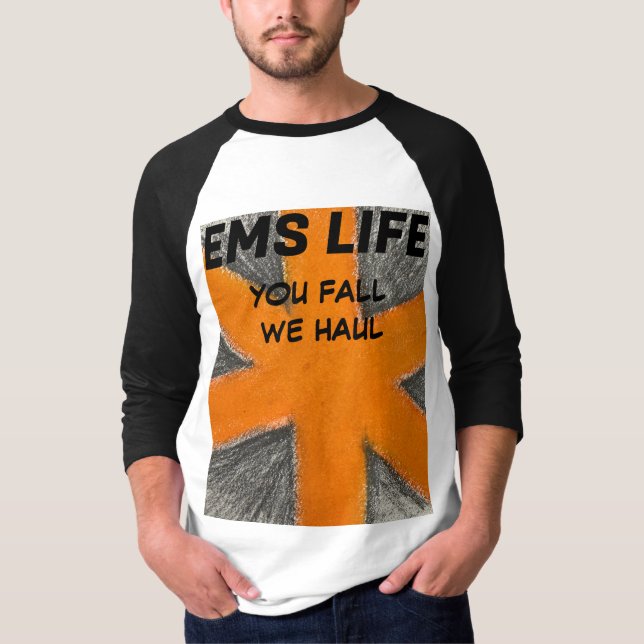 Manar EMT orange och grafitstjärna i livet T Shirt (Framsida)