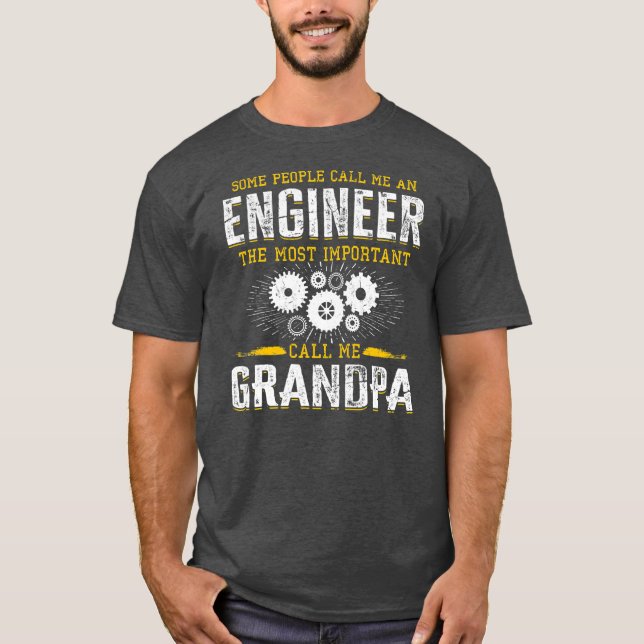 Manar Engineering Pappa Grandpa Ingenjör  T Shirt (Framsida)