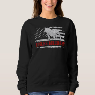 Manar English Bulldog Pappa Distress American Flag T Shirt