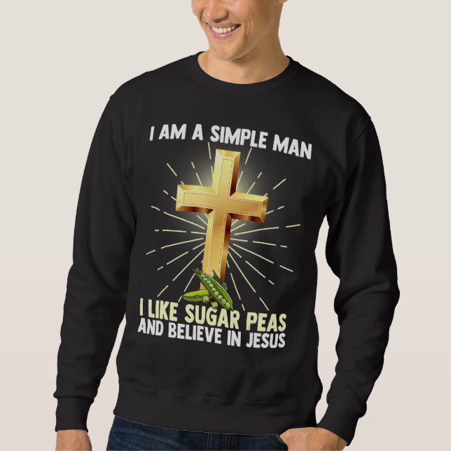 Manar enkel man som sockerärter tror på Jesus C Lång Ärmad Tröja (Framsida)