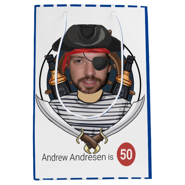 Manar Fab Pirat Birthday Funny 50:e Ansikte Underb (Framsidan)