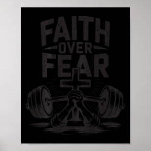 Manar Faith over Fear Christian Workout Gym Jesus Poster