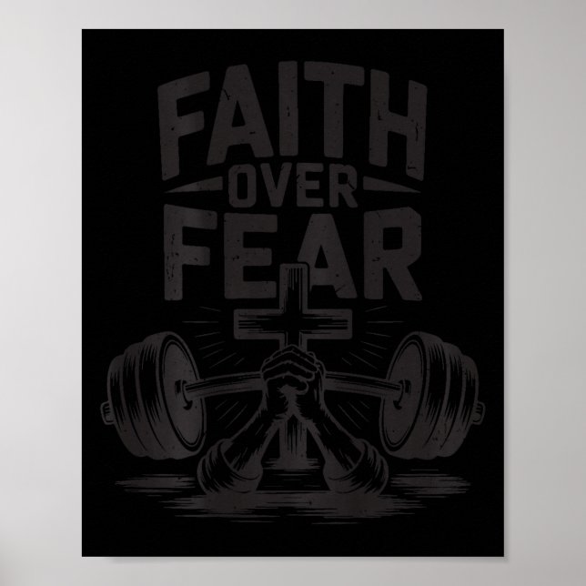 Manar Faith over Fear Christian Workout Gym Jesus Poster (Framsidan)