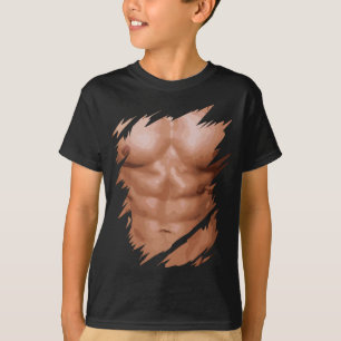 Manar Fake Muscles Ripping Torn Chest Sex Pack Abs T Shirt