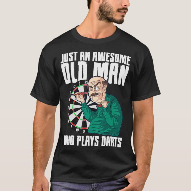 Manar Fantastisk Gamla spelaren Darts Player Dartb T Shirt (Framsida)