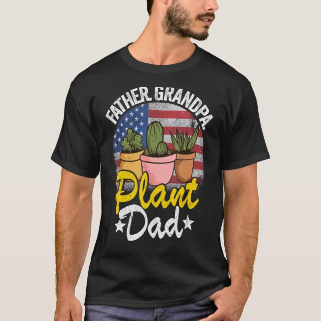 Manar Far Grandpa Plant Pappa American Flagga Gard T Shirt (Framsida)