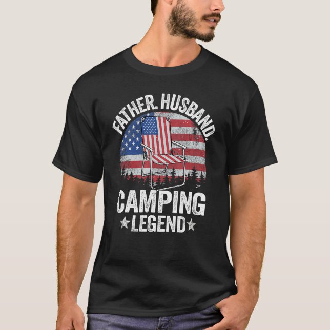 Manar Far Make Camping Legend American Flagga C T Shirt (Framsida)