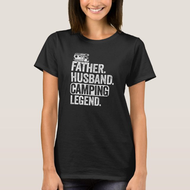 Manar Far Make Camping Legend Oudoor Pappa Happ T Shirt (Framsida)
