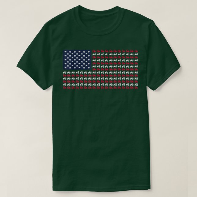 Manar Farmer Tractor juli 4:e amerikanska Flagga T Shirt (Design framsida)