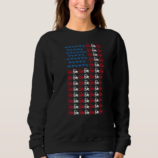 Manar Farmer Tractor juli 4:e amerikanska Flagga T Shirt (Framsida)