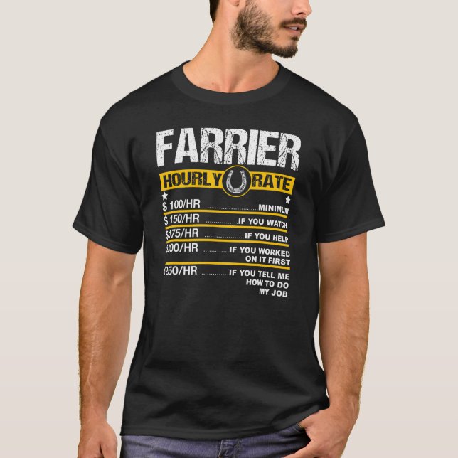 Manar Farrier Timly Rate Horseshoe Hoof Trimming E T Shirt (Framsida)