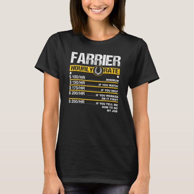 Manar Farrier Timly Rate Horseshoe Hoof Trimming E T Shirt (Framsida)