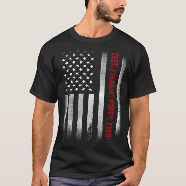 Manar Fars dag Best Freakin Poppy Aldrig oss Flagg T Shirt (Framsida)