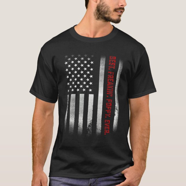 Manar Fars dag Best Freakin Poppy Aldrig oss Flagg T Shirt (Framsida)