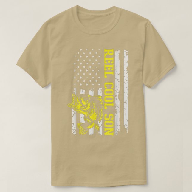Manar Fars dag Fiske i USA flagga Amerika  T Shirt (Design framsida)