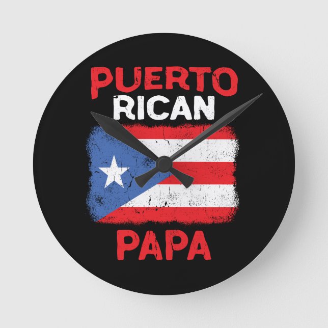 Manar fars dag för pappa för Puerto Rico Boricua Rund Klocka (Framsida)