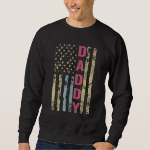 Manar Fars dag Pappa American Flagga 4 juli M Lång Ärmad Tröja