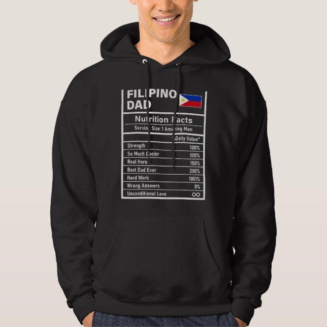 Manar Filipino Pappa Nutrition Facts Fars dag Nat Hoodie (Framsida)