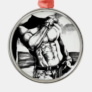 Manar Fine Art Cowboy Bodybuilding Coola Julgransprydnad Metall