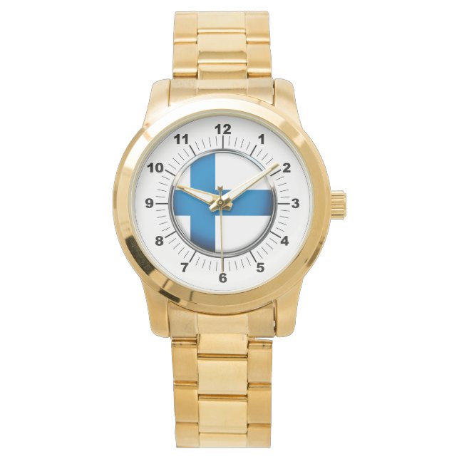 Manar Finland Flagga Oversized Guld Bracelet Watch Armbandsur (Framsida)