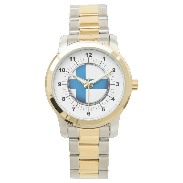 Manar Finland Flagga Oversized Two-Tone Watch Armbandsur (Framsida)