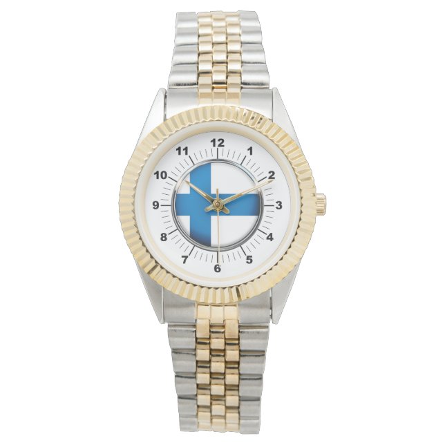 Manar Finland Flagga Two-Tone Bracelet Watch Armbandsur (Framsida)