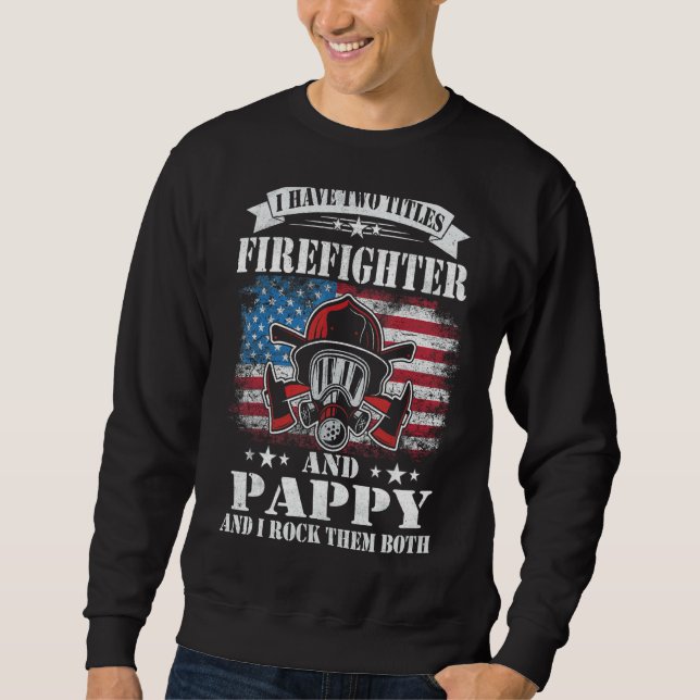 Manar Firefighter American Flagga Pappa Pappa Papp Lång Ärmad Tröja (Framsida)