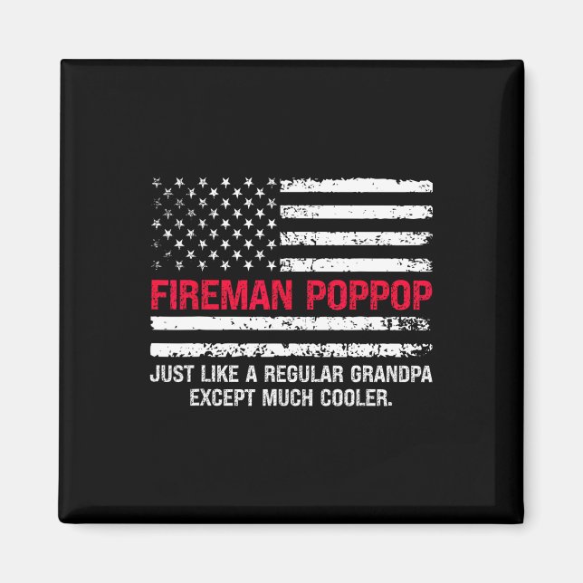 Manar Fireman Pop Pop USA flagga Proud Firefighter Magnet (Framsidan)