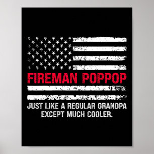 Manar Fireman Pop Pop USA flagga Proud Firefighter Poster