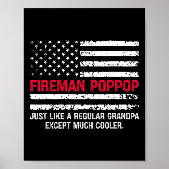 Manar Fireman Pop Pop USA flagga Proud Firefighter Poster (Framsidan)