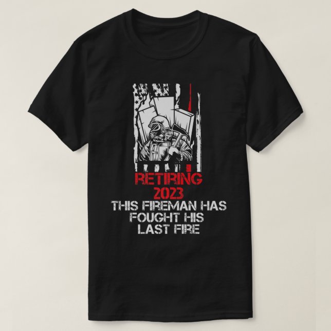 Manar Fireman Retiring 2023 Firefighter Pension T Shirt (Design framsida)
