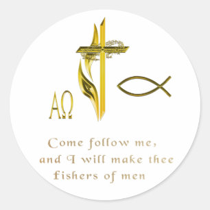 Manar fiskare runt klistermärke