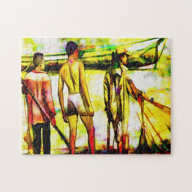 Manar Fiske med nät Pussel (Horisontell)