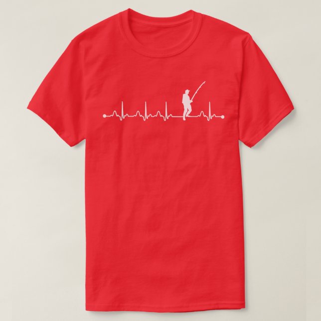 Manar Fiskeripuls EKG Pulse Fisherman Älskare  T Shirt (Design framsida)