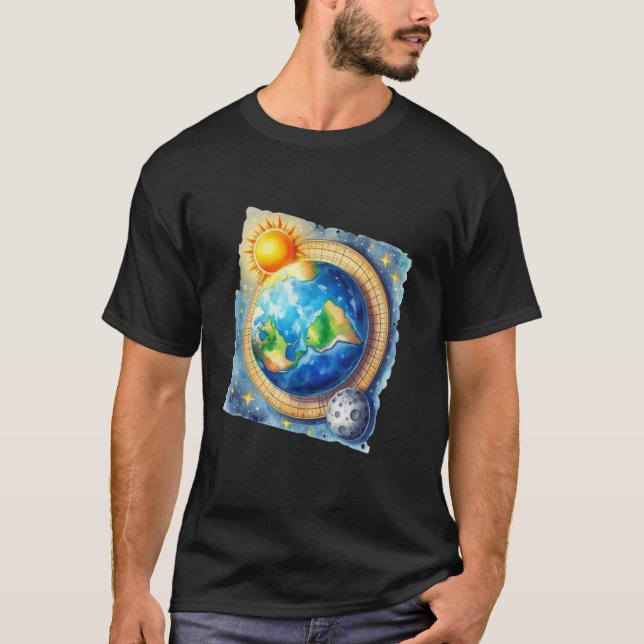 Manar Flat Earth Society Ley Conspiracy Space Glo T Shirt (Framsida)