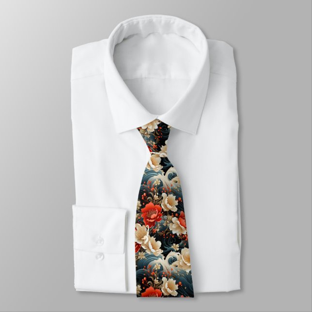 Manar Flower Mönster Neck Tie Slips (Bunden)