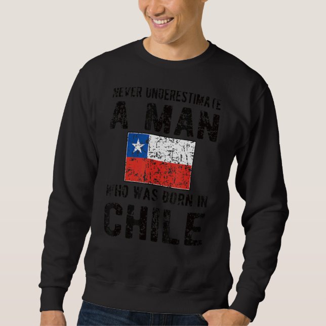 Manar, född i Chile, chilenska Flagga chilenska rö Lång Ärmad Tröja (Framsida)