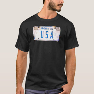 Manar född i USA Coola Retro Vintage Stil gammal l T Shirt