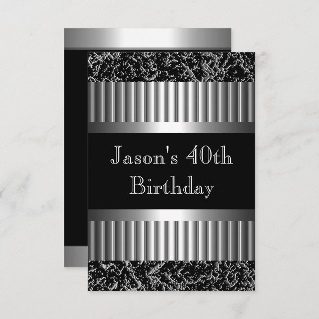 Manar Födelsedagsfest Metall Chrome Titta på Bilde Inbjudningar (Fram/baksida)