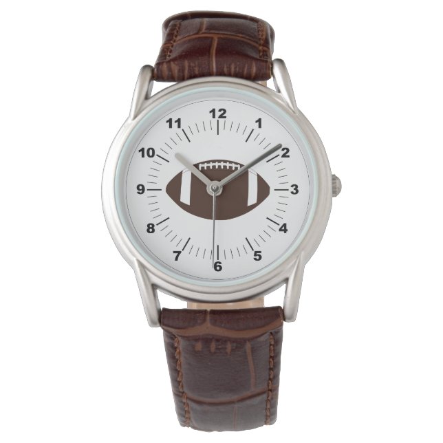 Manar Football Classic Brown Leather Strap Watch Armbandsur (Framsida)