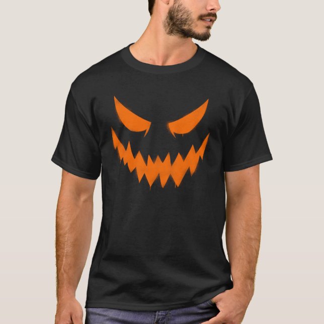 Manar för ansikte för Halloween jack-O'lykta Tee (Framsida)