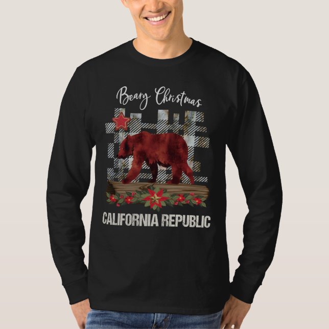 Manar för Beary julKalifornien republik T Shirt (Framsida)