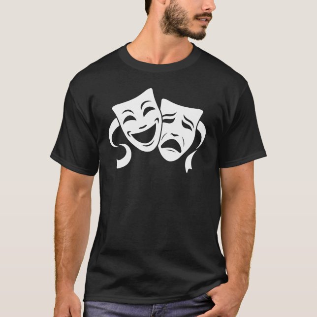 Manar för Comedy & Tragedy Theater White Masks T Shirt (Framsida)