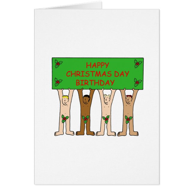 Manar för December 25th födelsedagtecknad Hälsningskort (Framsidan)