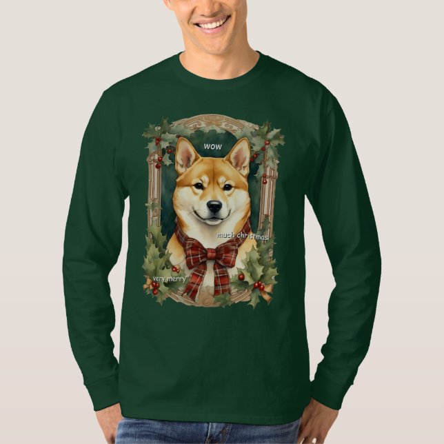 Manar för doge-julskjortan (Shiba Inu), lång tid T Shirt (Framsida)