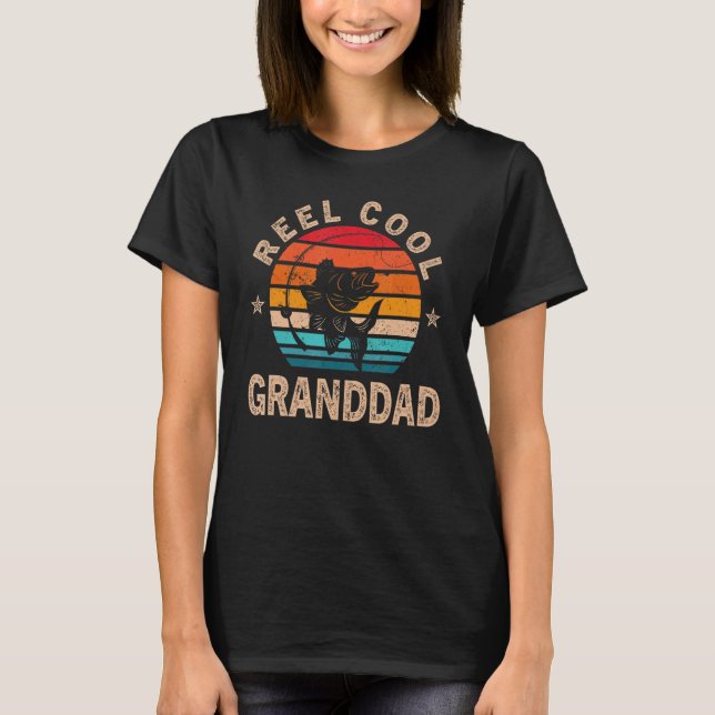 Manar For Fars dag Reel Coola Granddad Fishing T Shirt (Framsida)